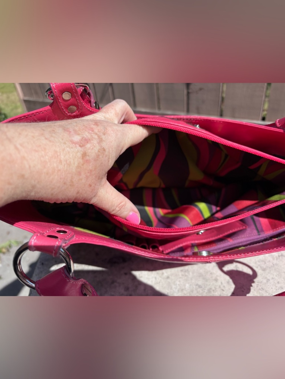 Nordstrom’s Pink Leather Shoulder Tote with Front Buckle Pockets - Picture 8 of 11